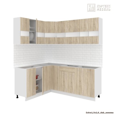 Кухня  Корнелия  ЭКСТРА угловая 1,5х2,0 без столешницы [км.01915]