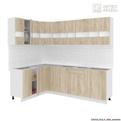 Кухня  Корнелия  ЭКСТРА угловая 1,5х2,4 без столешницы [км.01923]