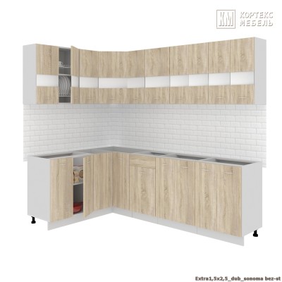 Кухня  Корнелия  ЭКСТРА угловая 1,5х2,5 без столешницы [км.01925]